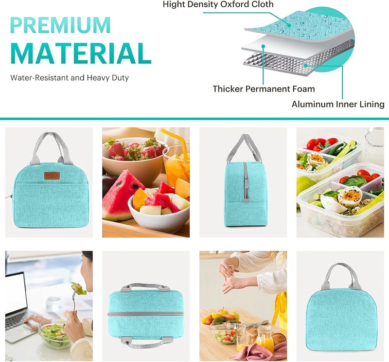 Easyfun Lunch Bag for Women & Men Adult Insulated Lunch Box, Small Leakproof Cooler Food Lunch Containers Reusable High Capacity Lunch Tote Bags for Work, Travel, Outdoor (Aqua Green) - Image 5